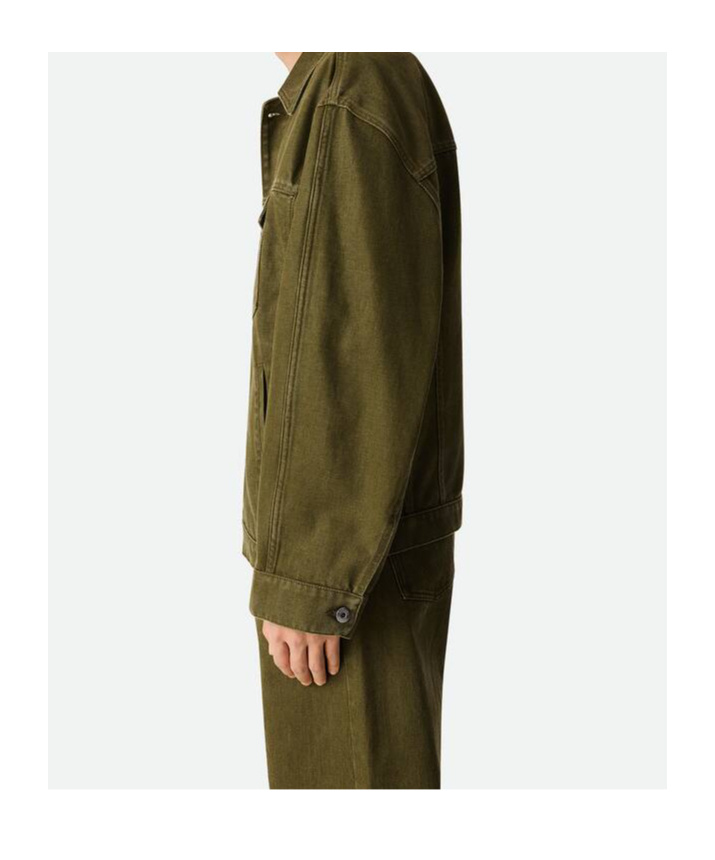 Bottega Veneta Denim Jacket With Collared Design And Pockets In Green