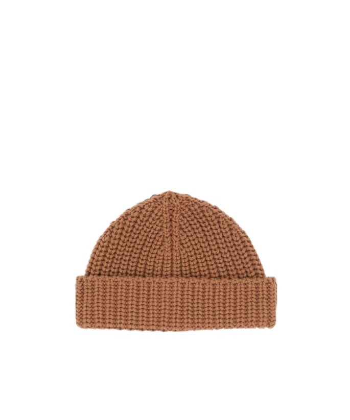 Valentino Rib Knitted Hat In Brown