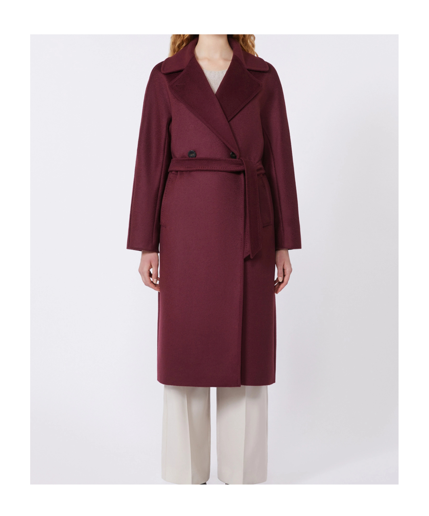 Weekend Max Mara Wool Robe Coat - Bordeaux In Burgundy
