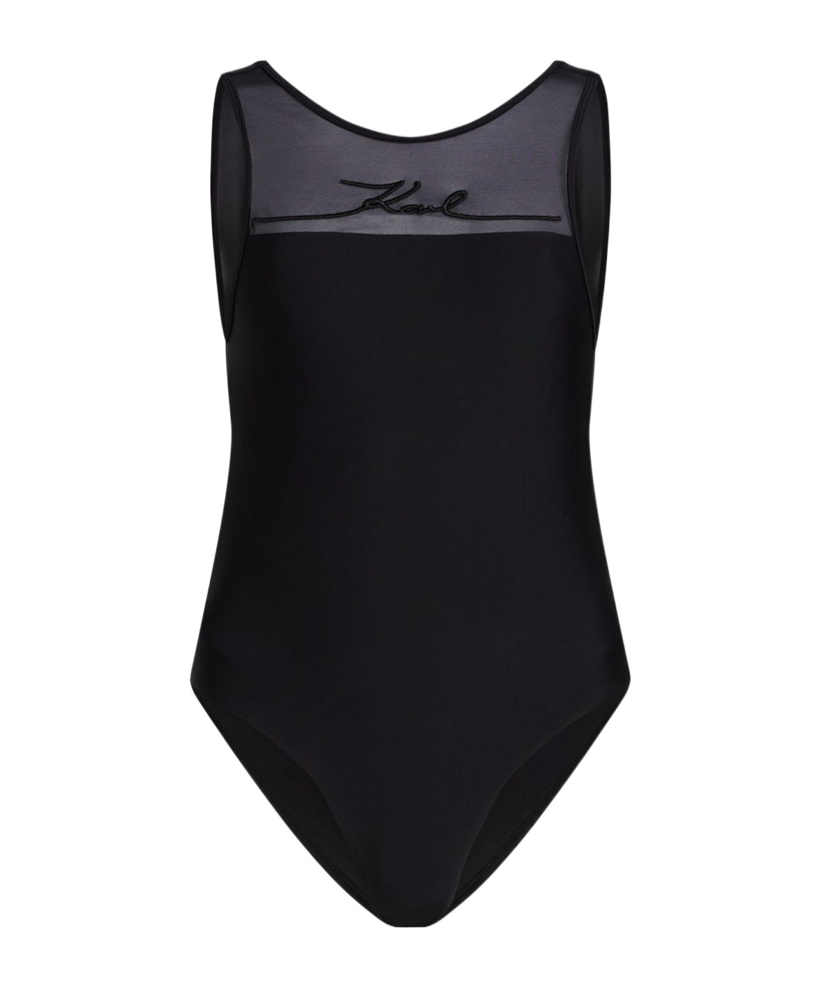 Karl Lagerfeld Logo-embroidered Swimsuit In Black