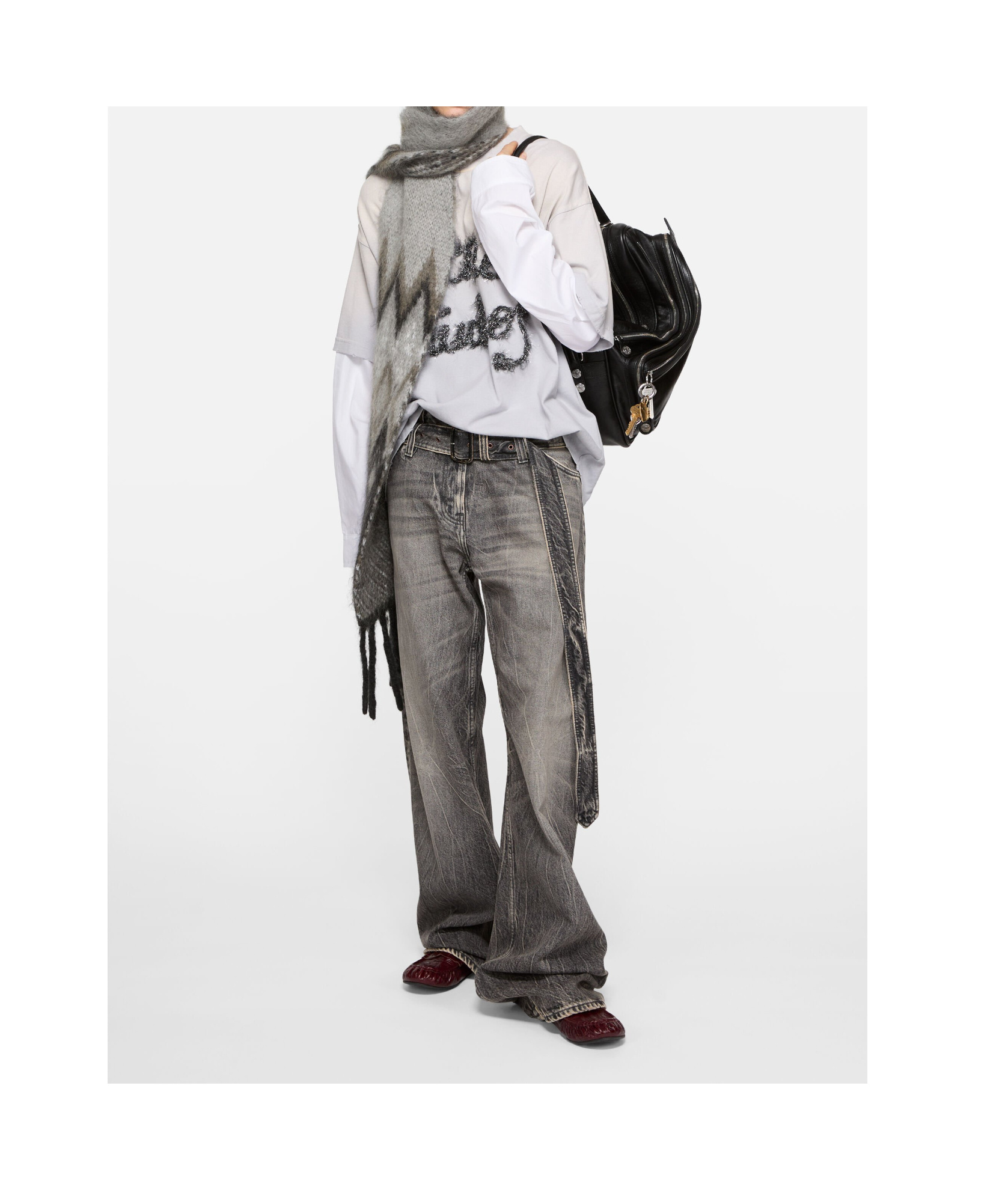 Acne Studios Fringed Scarf In Gray