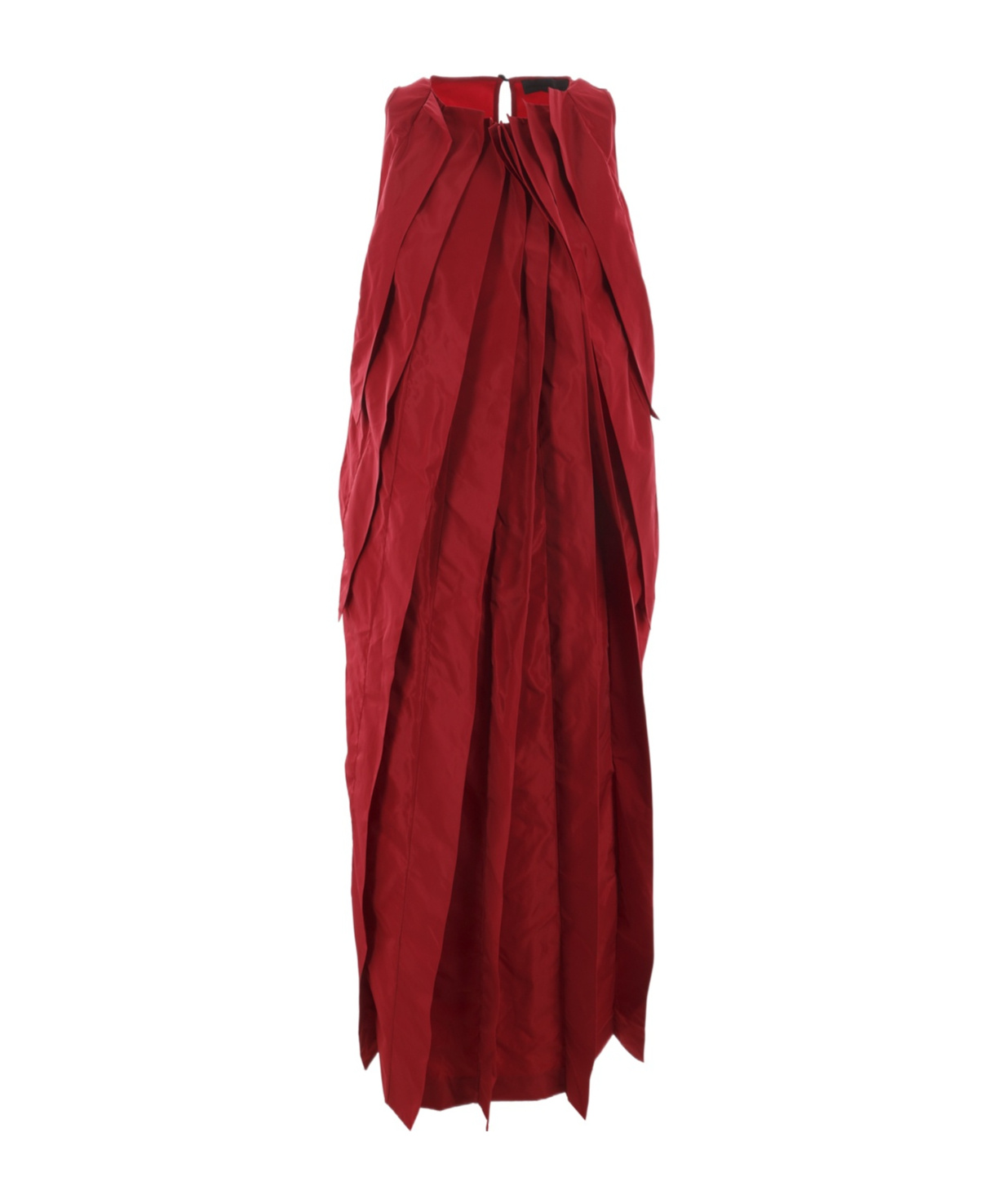 Maria Calderara Midi Pleated Taffeta Dress In Red