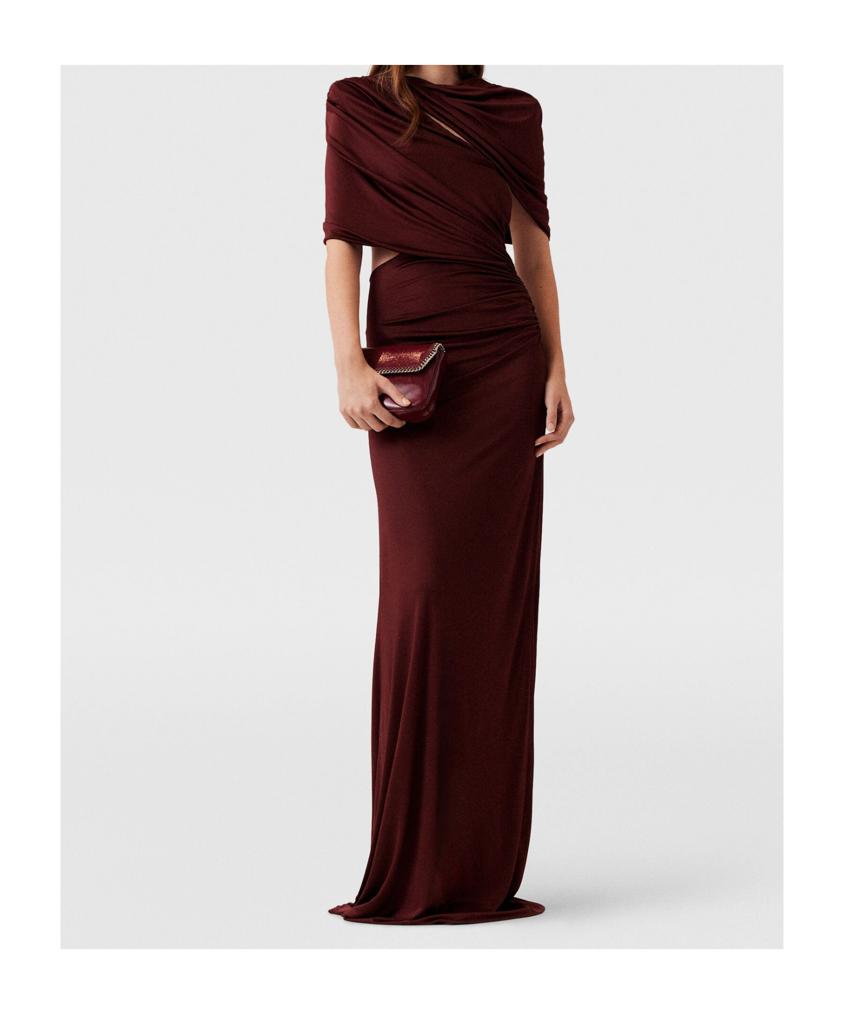 Stella Mccartney Draped Cape Gown Open Back In Brown