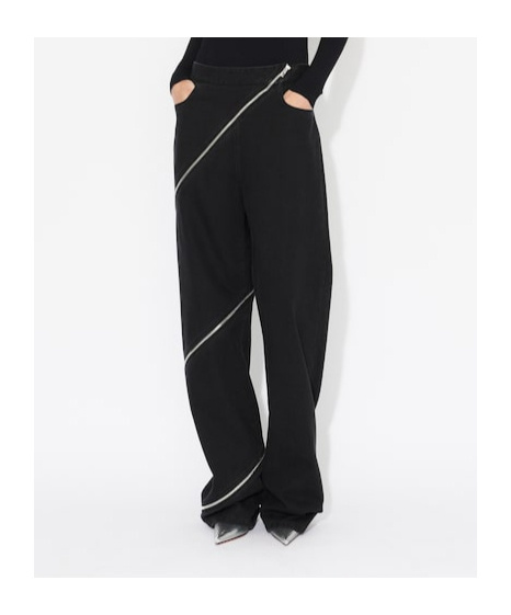 Alaïa Womens Noir Alaia Spiral Two-patch-pockets Wide-leg High-rise Denim-blend Trousers In Black