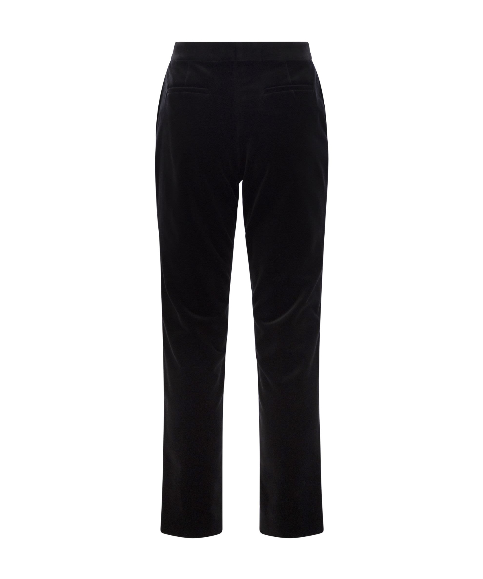 Fabiana Filippi Velvet-textured Regular Fit Trousers With Side Pockets In Black