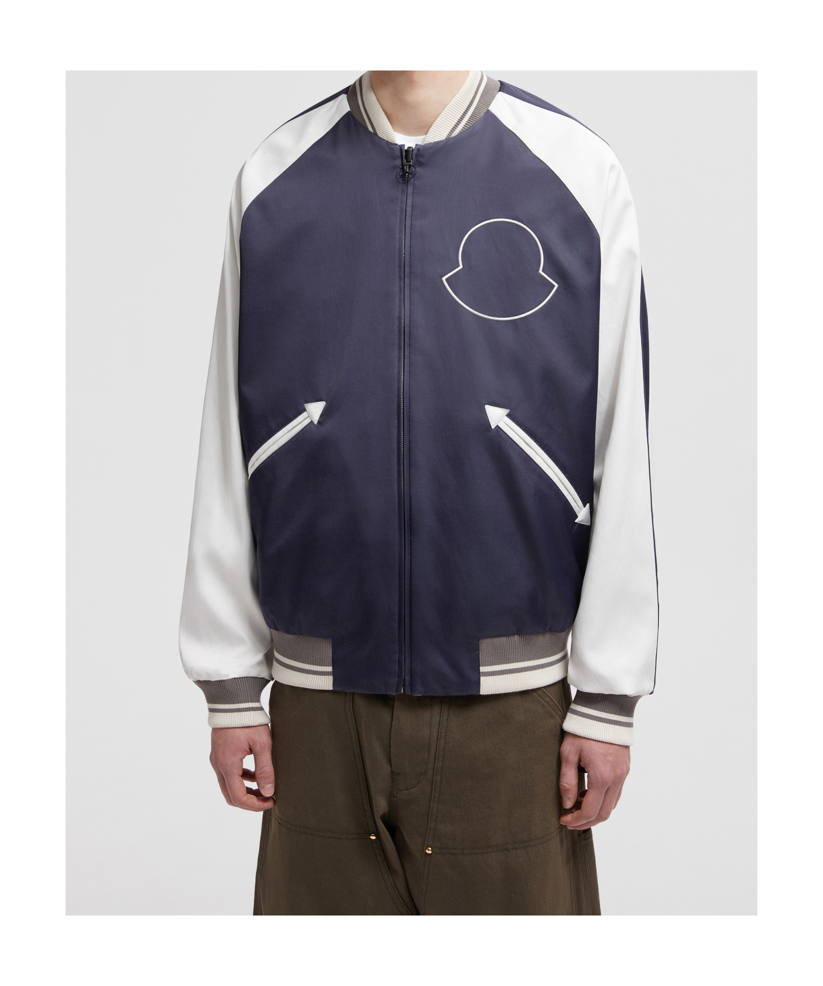 Moncler X Mercedes-benz By Nigo Satet Reversible Satin Bomber In White