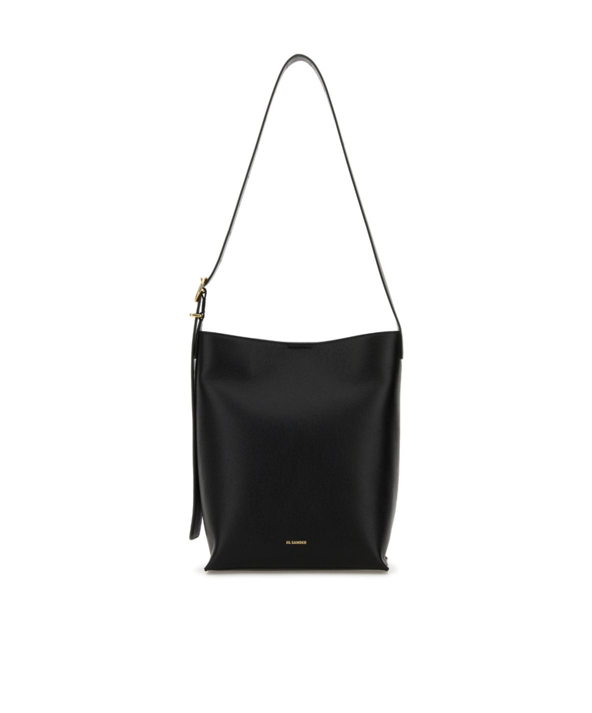 Jil Sander Cannolo Logo Stamped Small Shoulder Bag In Black