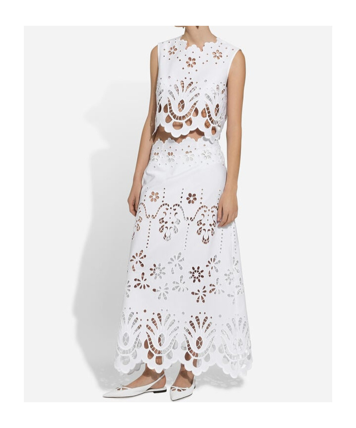 Dolce & Gabbana Longue Skirt With Cut-out In White