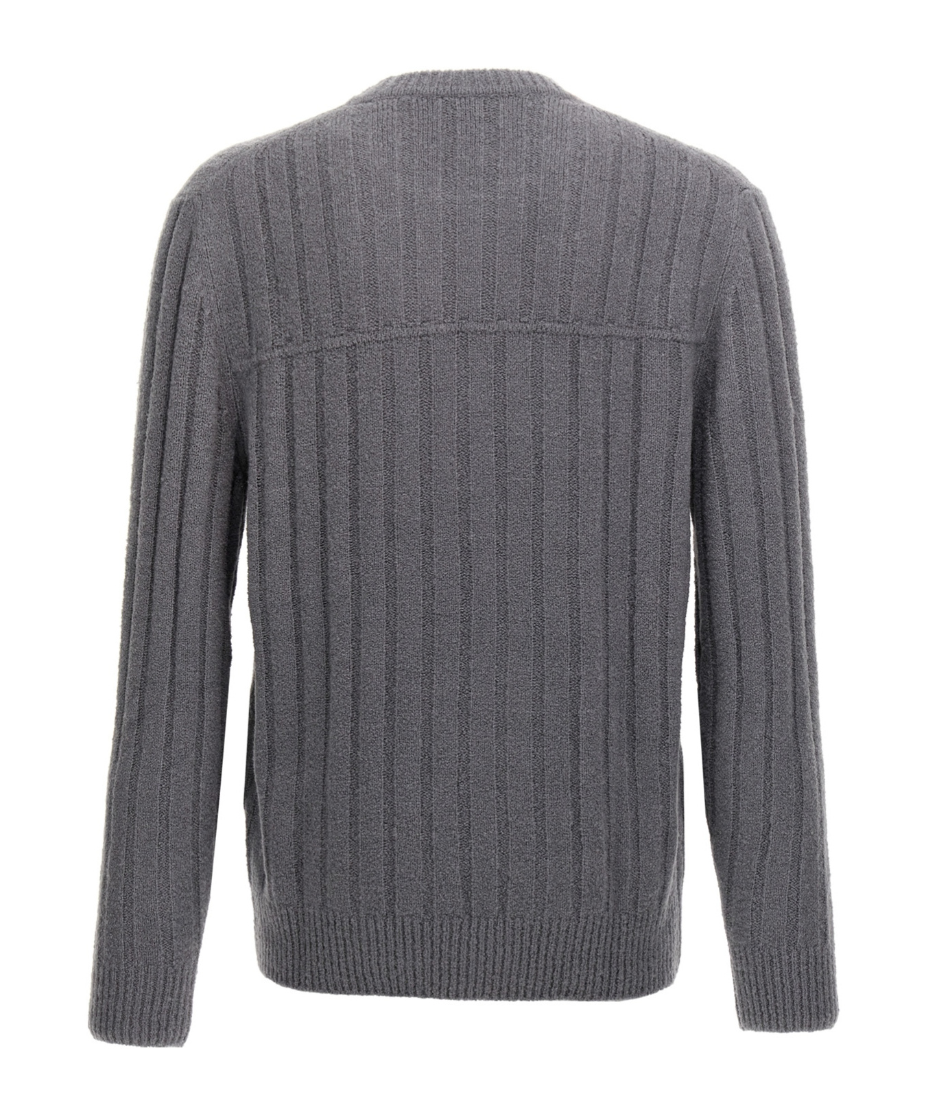 Brioni Crewneck Ribbed Sweater Long Sleeves In Gray