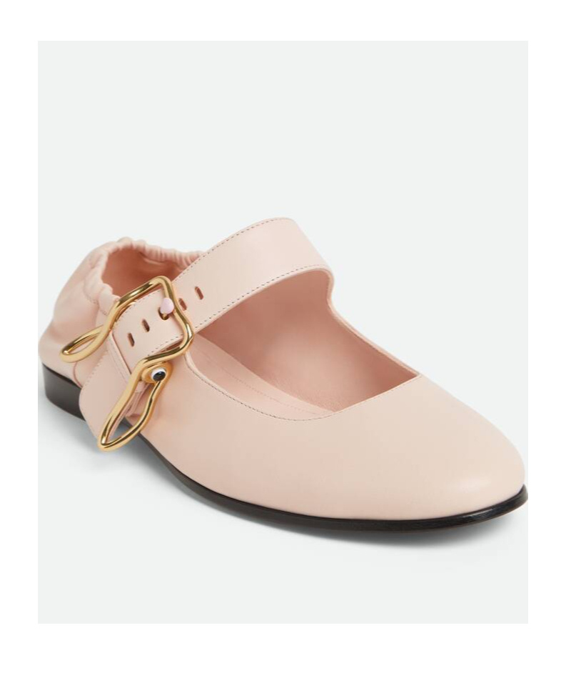 Bottega Veneta Astaire Leather Rabbit Mary Jane Ballerina Flats In Nude