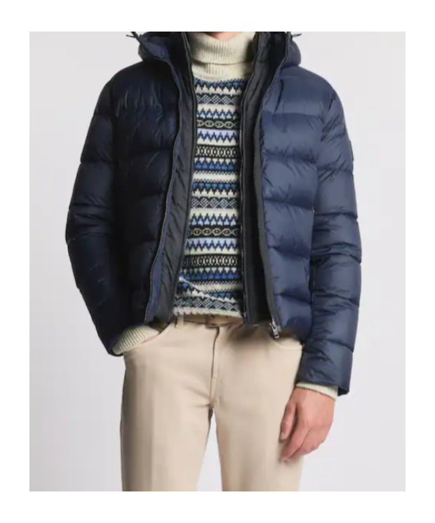 Fay Quilted Down Hooded Jacket In Blue