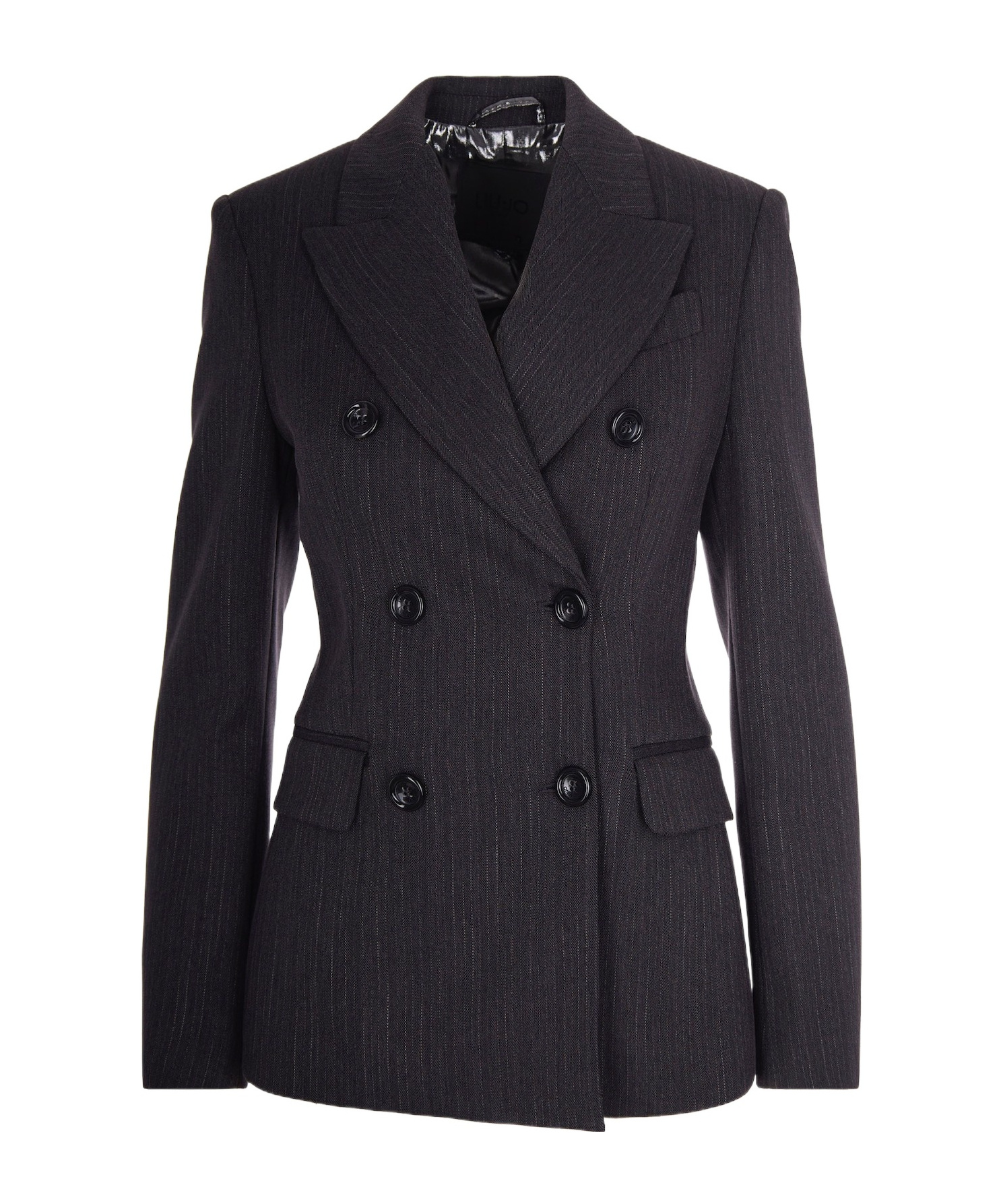 Liu •jo Pinstripe Double-breasted Blazer In Gray