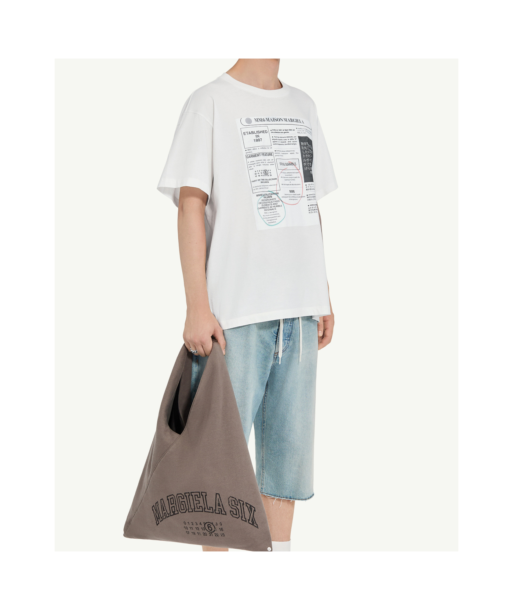 Mm6 Maison Margiela White T-shirt With Journalistic Print In White