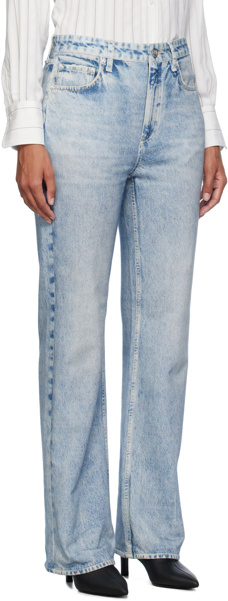 Rag & Bone Womens Feather Logan Relaxed-fit Cotton-blend Denim Jeans Kierra In Gray