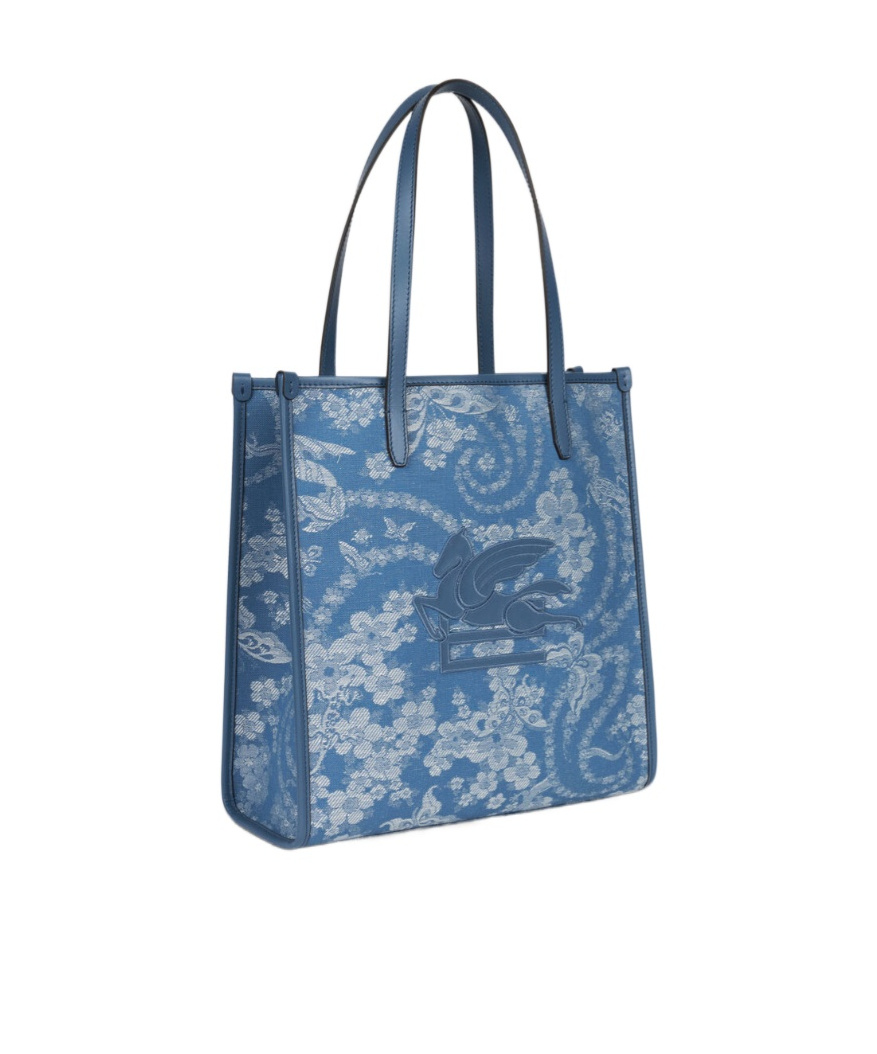 Etro Medium Denim Love Trotter Bag With Pegaso Symbol