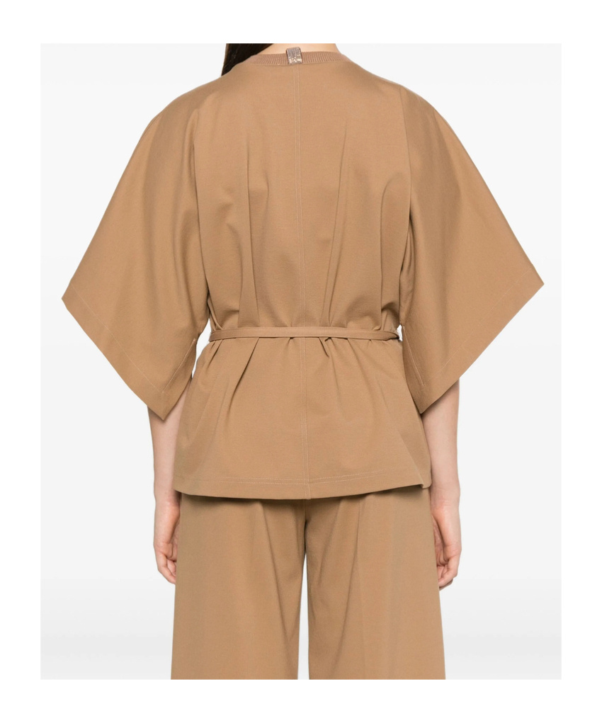 Fabiana Filippi Belted Batwing Blouse In Brown