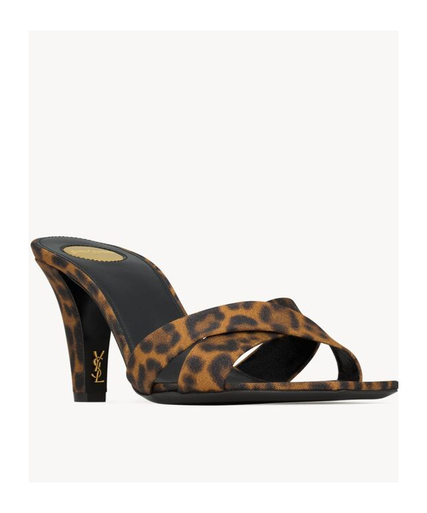 Saint Laurent 'jill' Mules In Animal Print In Black