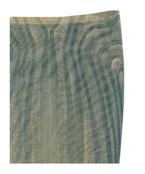 Jean Paul Gaultier Mesh Spiral Long Skirt In Gray