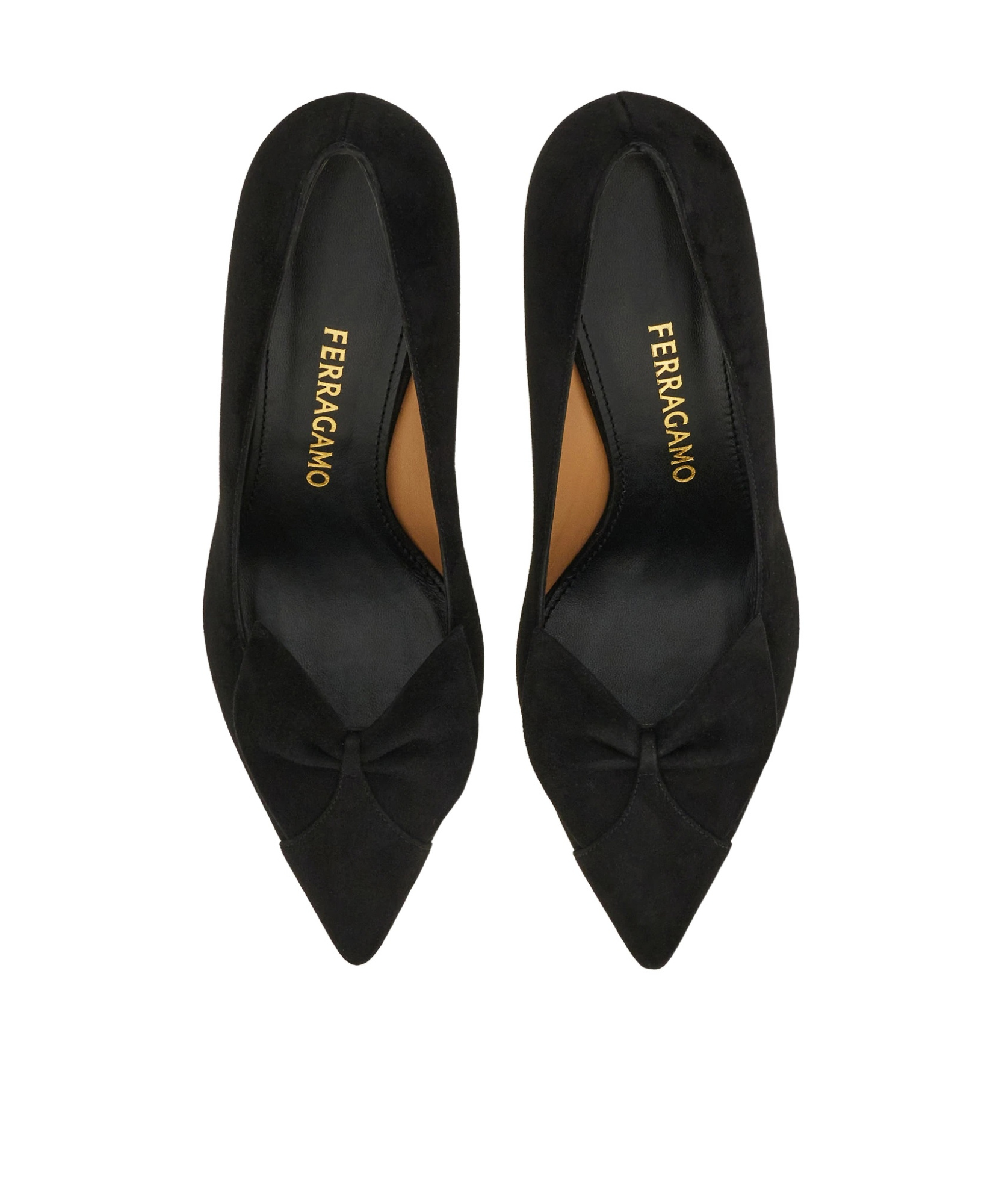Ferragamo Pointed Toe Stiletto Heel Pumps With Bow In Black