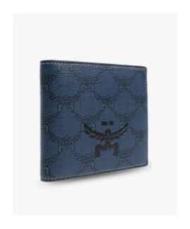 Mcm Logo Folding Wallet In Blue