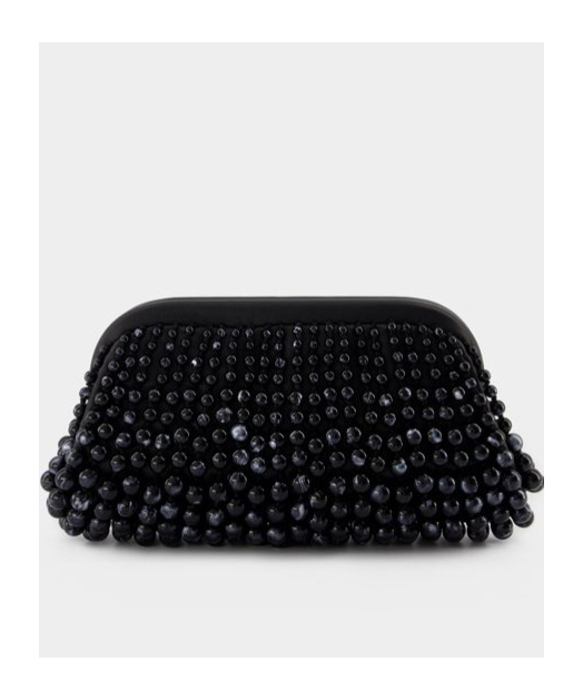 Cult Gaia Womens Black Nia Beads-embellishment Leather Clutch In Black