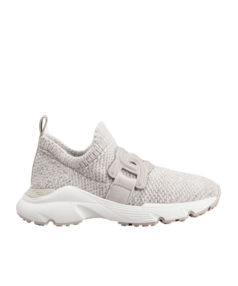 Tod's Knitted Sock Sneakers With Front Logo In Gray