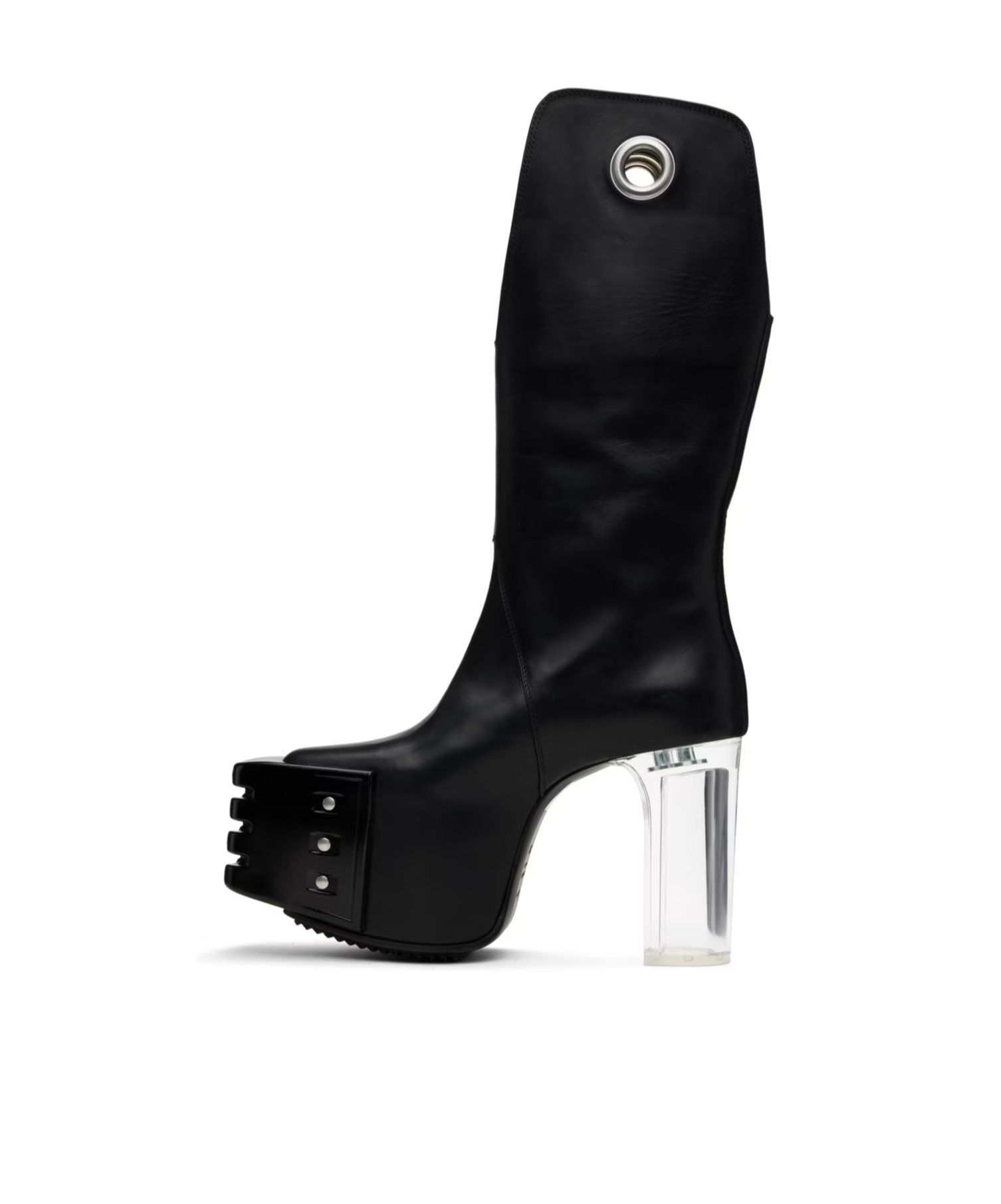 Rick Owens Square Head Riveted Short Boots In Black