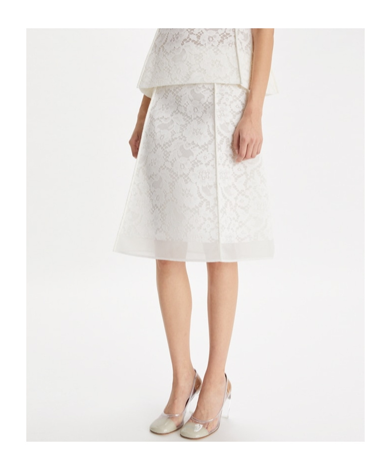 Tory Burch Corded Lace Skirt In White