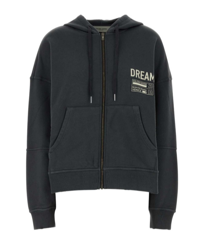 Golden Goose Deluxe Brand Dark Grey Cotton Oversize Ottaviano Sweatshirt In Gray