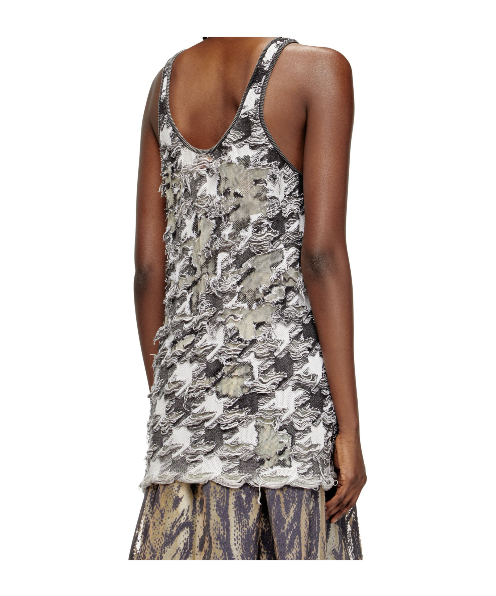 Diesel Houndstooth Jacquard Vest In Black