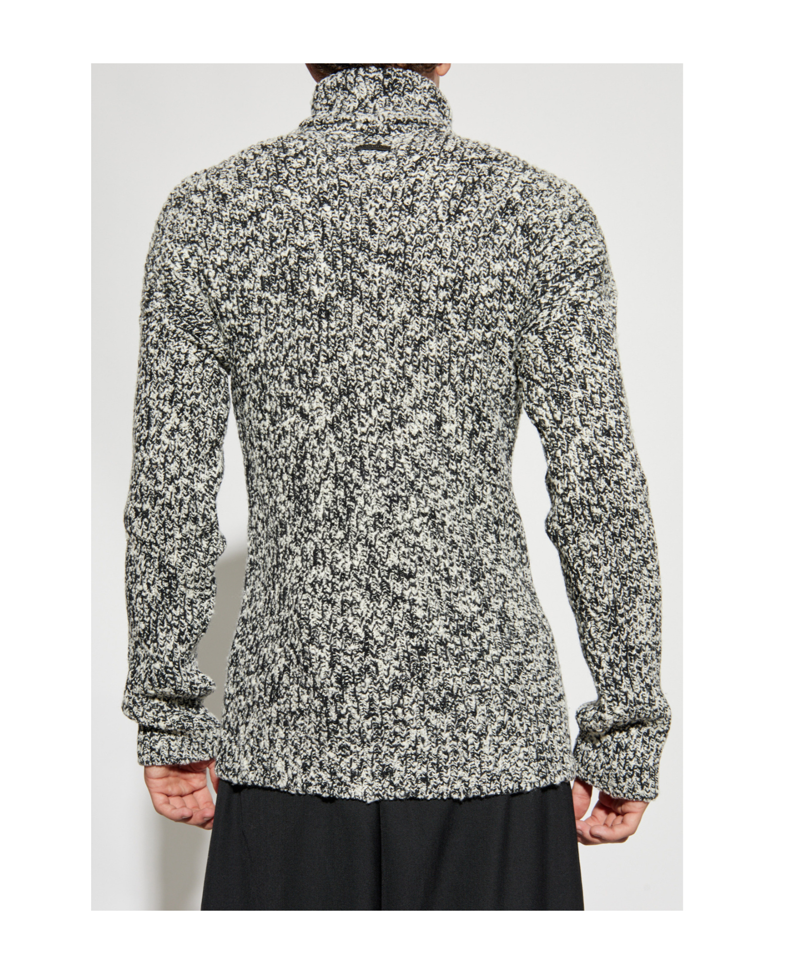 Dolce & Gabbana Two-tone Knit Turtleneck Sweater In Gray