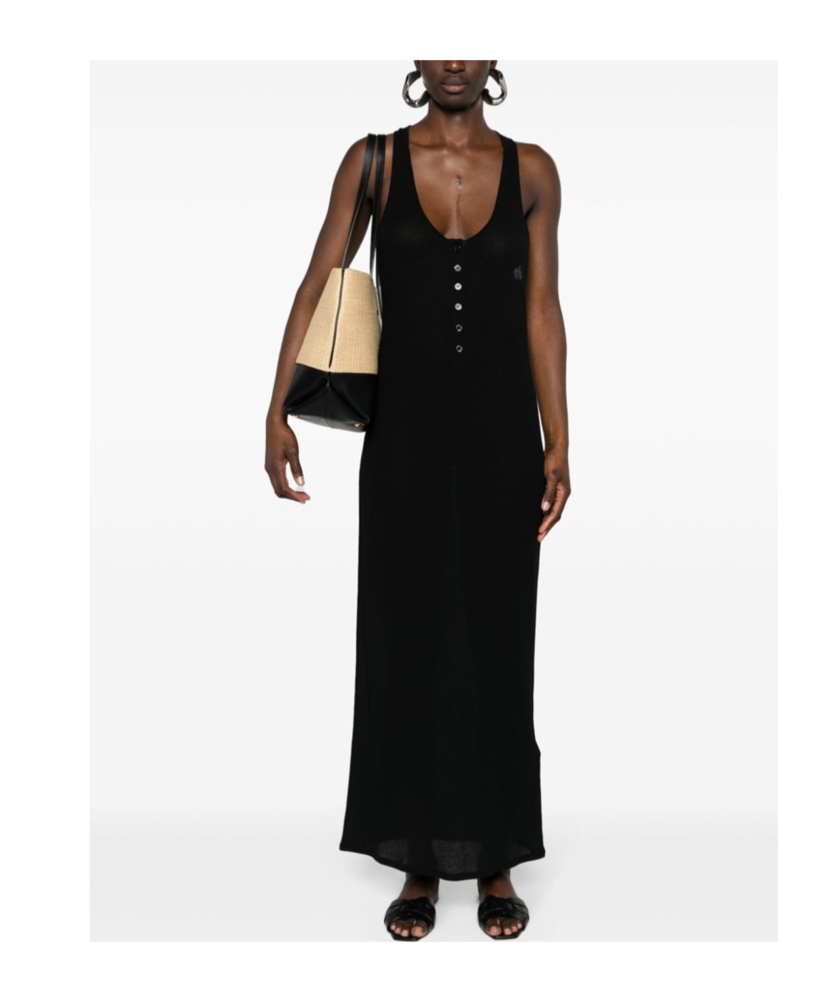 Saint Laurent Fine-ribbed Jersey Maxi Dress In Black