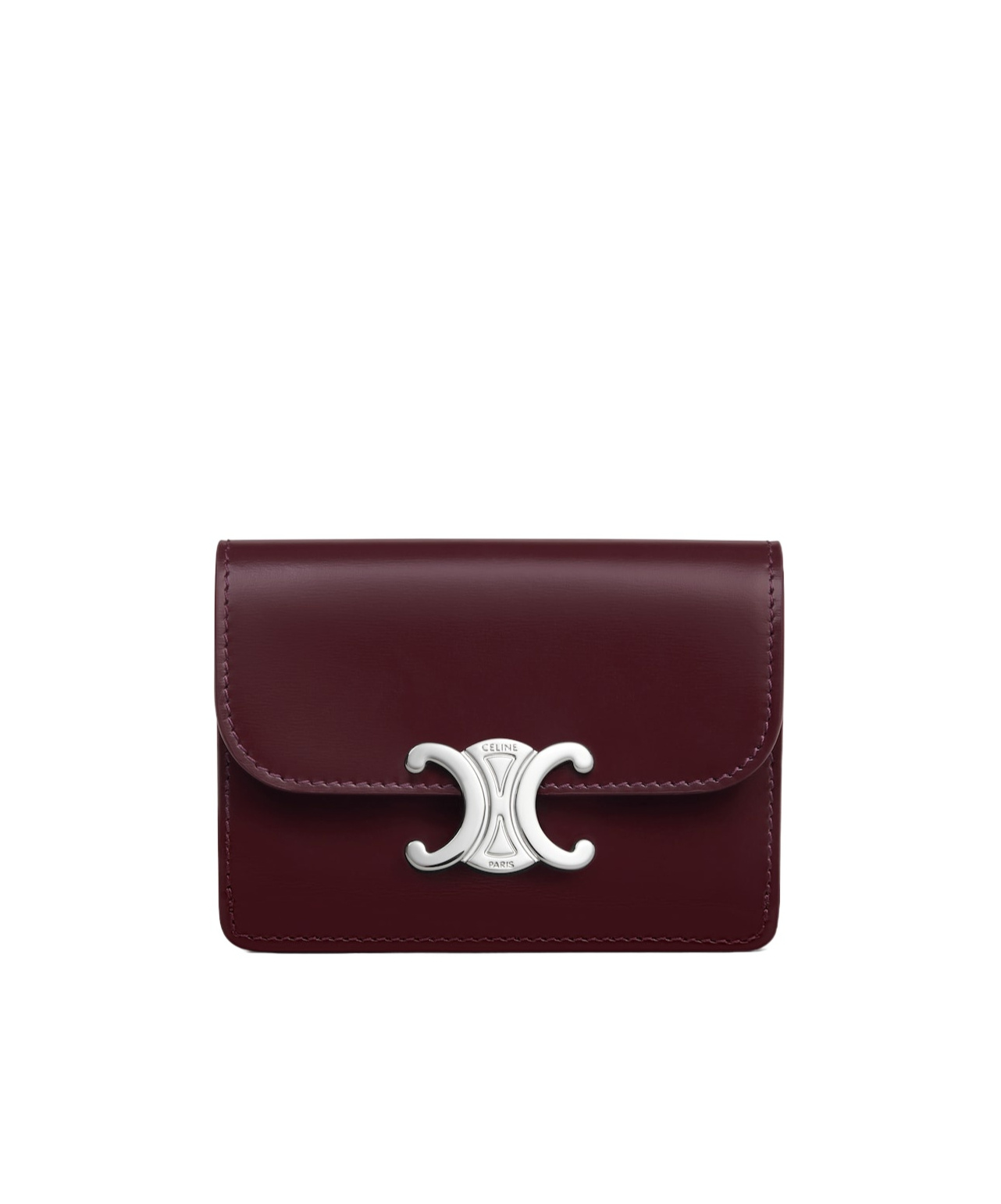 Celine Card Holder With Flap Triomphe In Shiny Calfskin