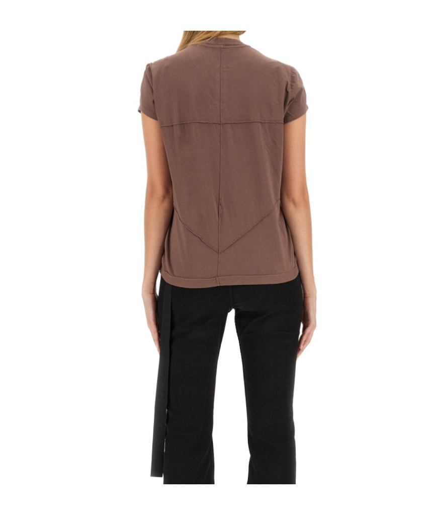 Rick Owens Drkshdw Cotton T-shirt Shirt Geometric Pattern Casual Style In Brown