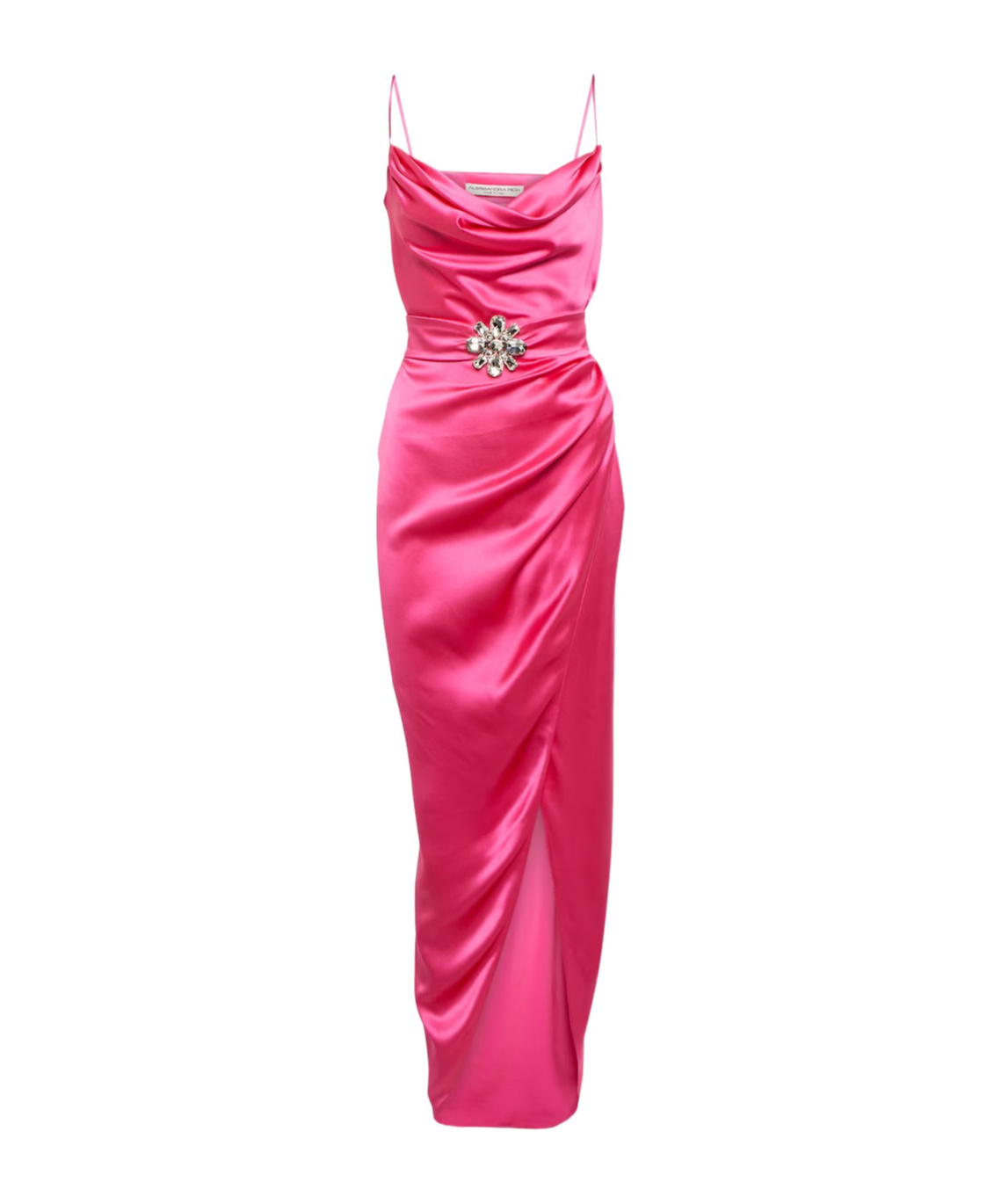 Alessandra Rich Embellished Silk Satin Dress In Pink