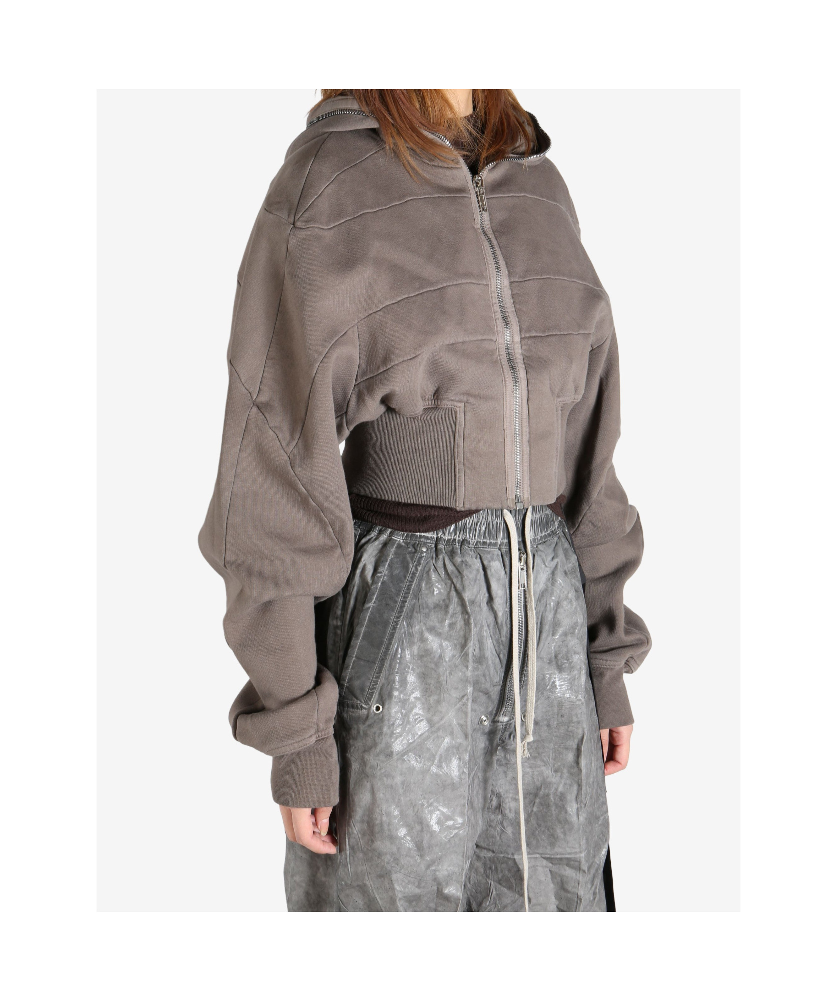 Rick Owens Drkshdw Long-sleeved Hoodie In Gray