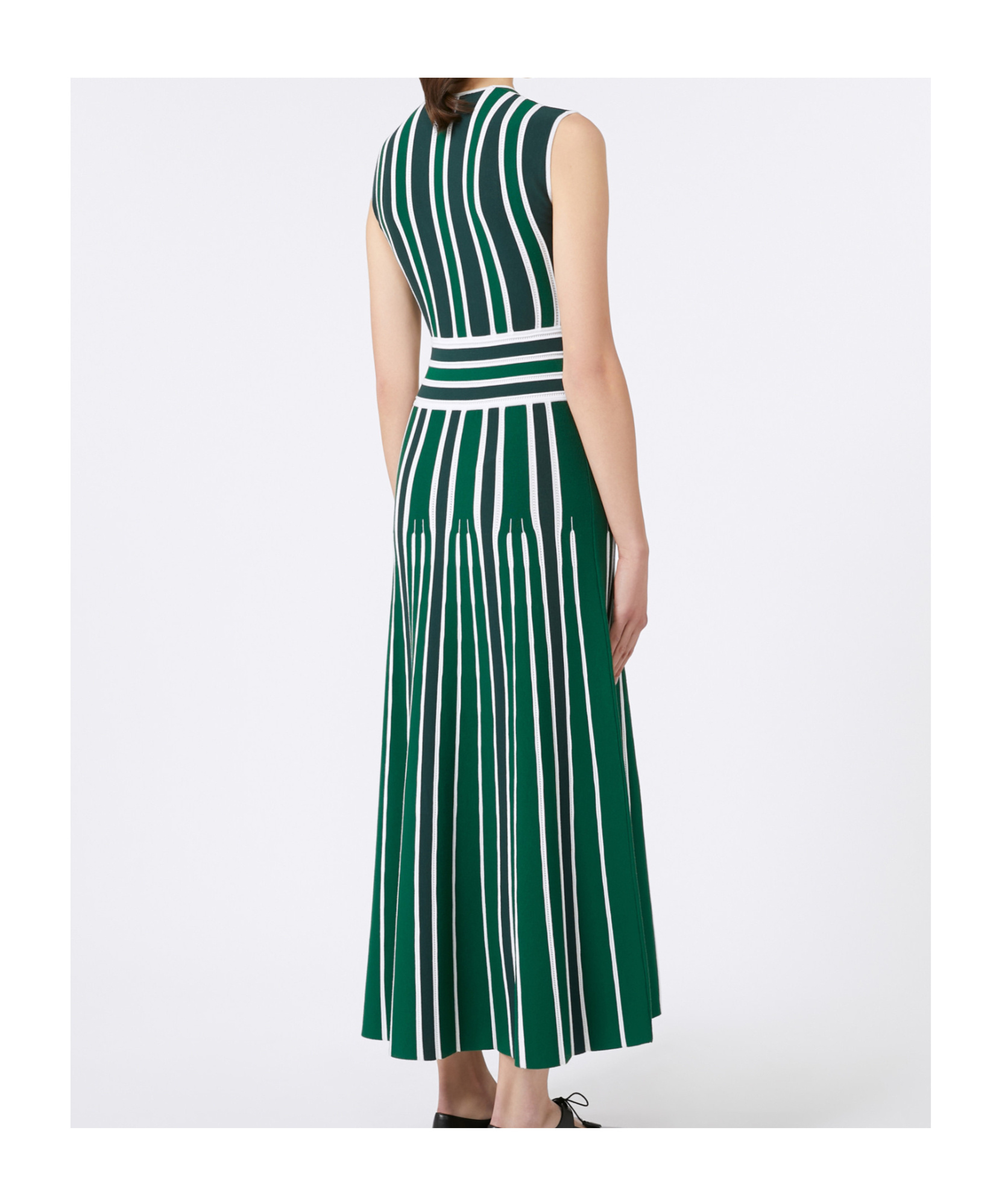 Max Mara Tallone Stripe Sleeveless Maxi Sweater Dress In Green