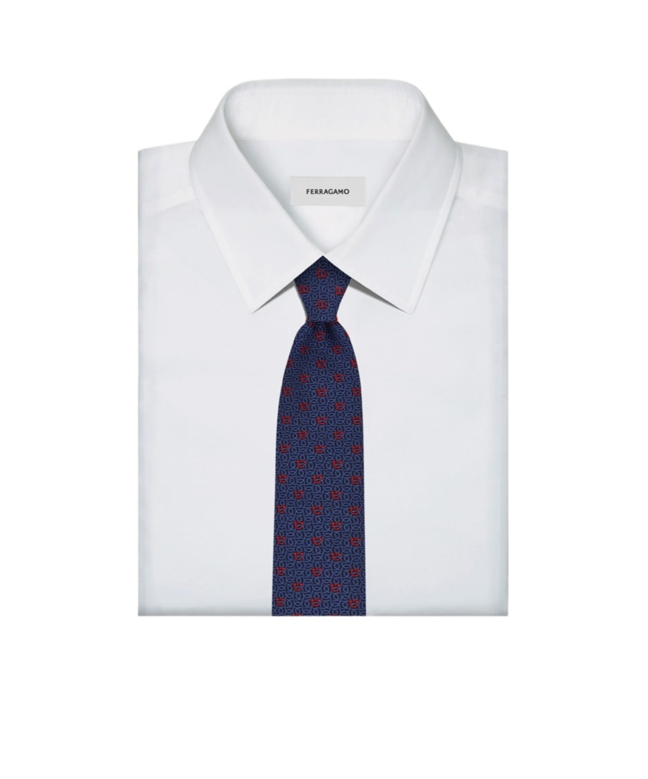 Ferragamo Jacquard Tie In Blue
