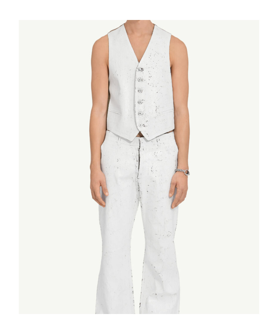 Mm6 Maison Margiela Multicolor Stretch Polyester Blend Vest In White