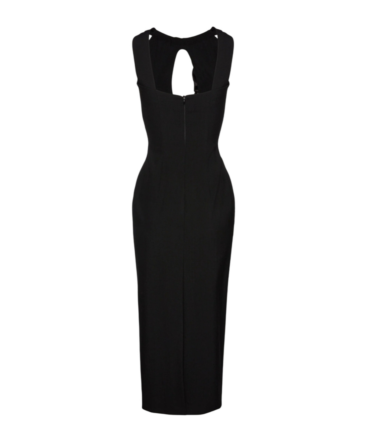 Magda Butrym Wool Midi Dress With Keyhole Opening In Black