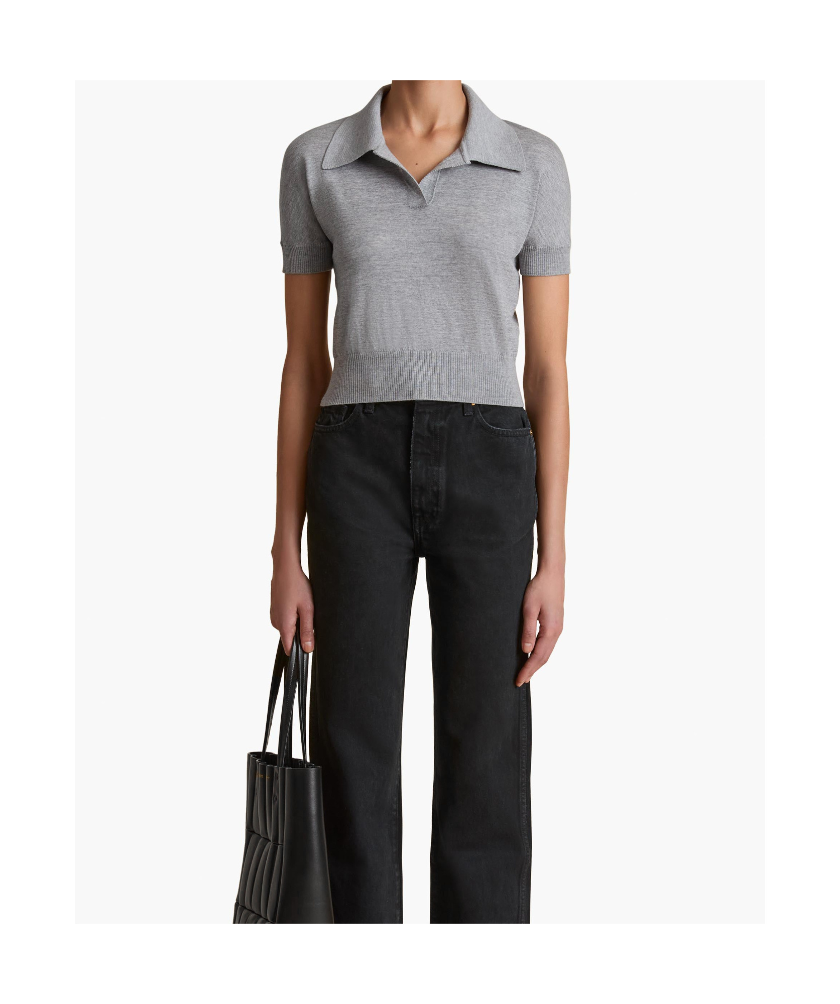 Khaite Morgane Poloshirt In Gray