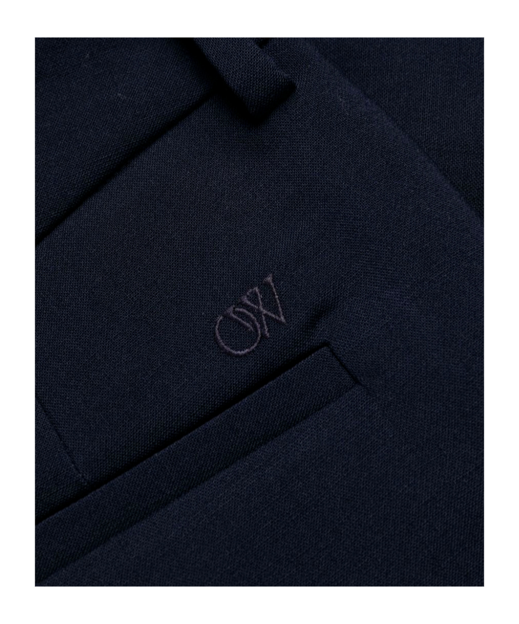 Off-white Blue Wide-leg Virgin-wool-blend Trousers In Black