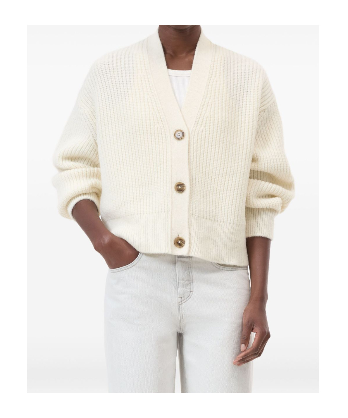 Closed Wool Blend V-necked Cardigan In White