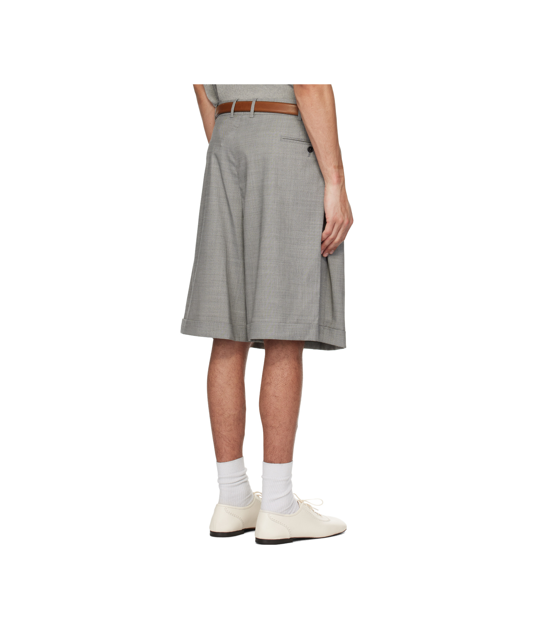 Hed Mayner Gray Pleated Shorts In Grey