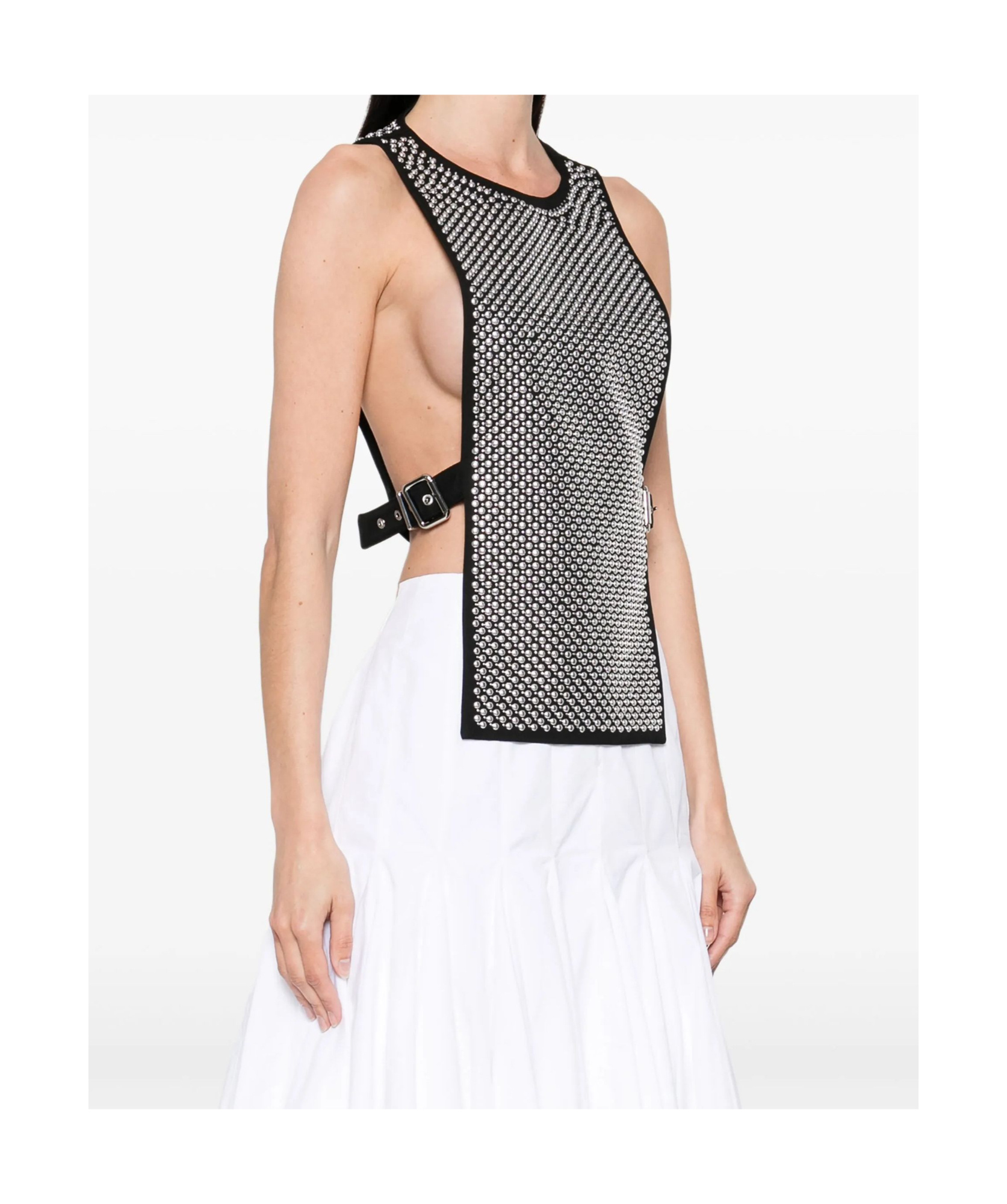 Rabanne Apron Stud-embellished Wool Top