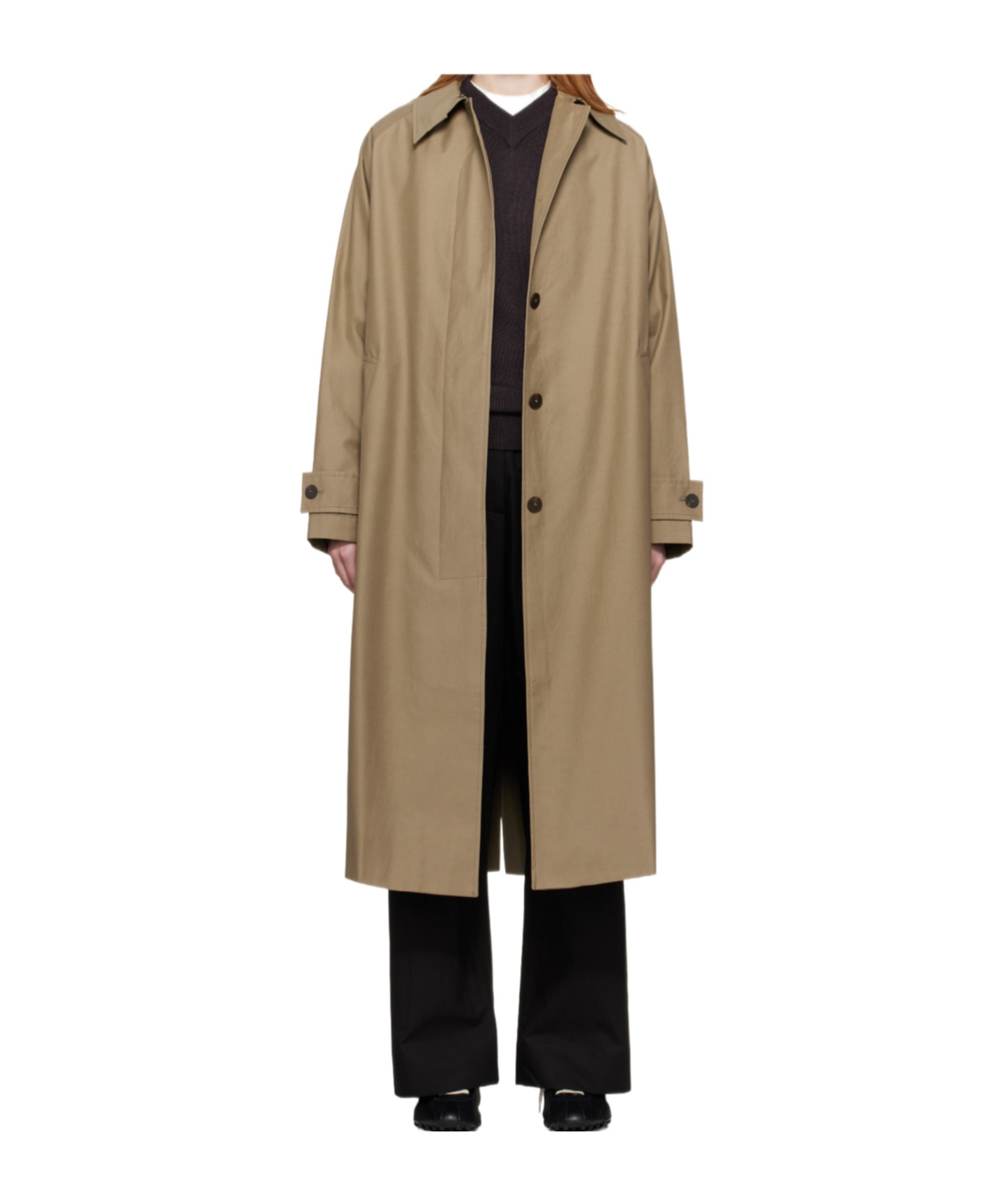 Studio Nicholson Taupe Holin Technical Cotton Trench Coat In Brown