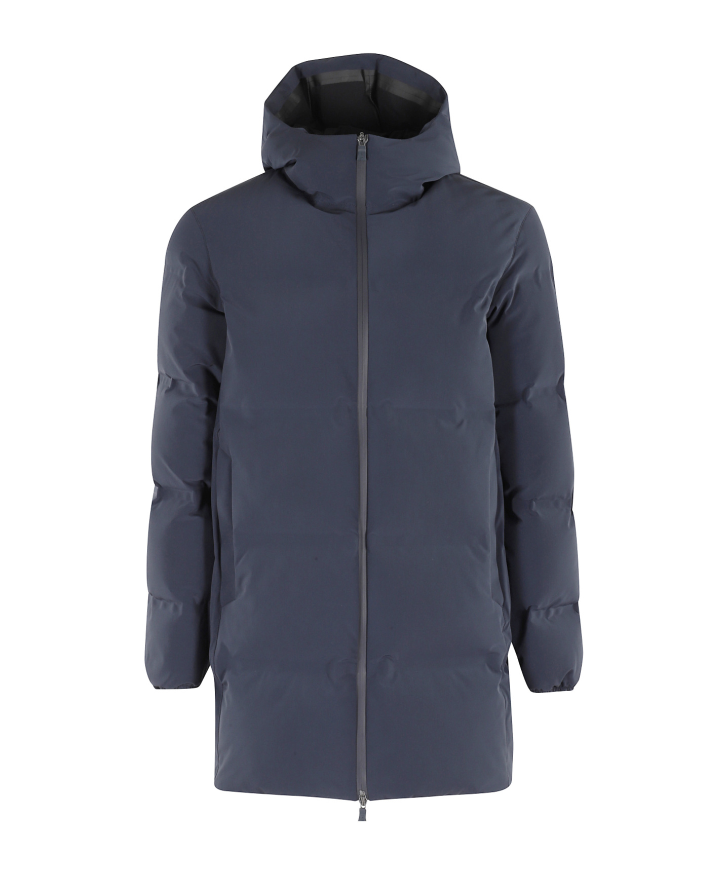 Herno Streamlined Down Jacket With High Collar And Hood In Blue