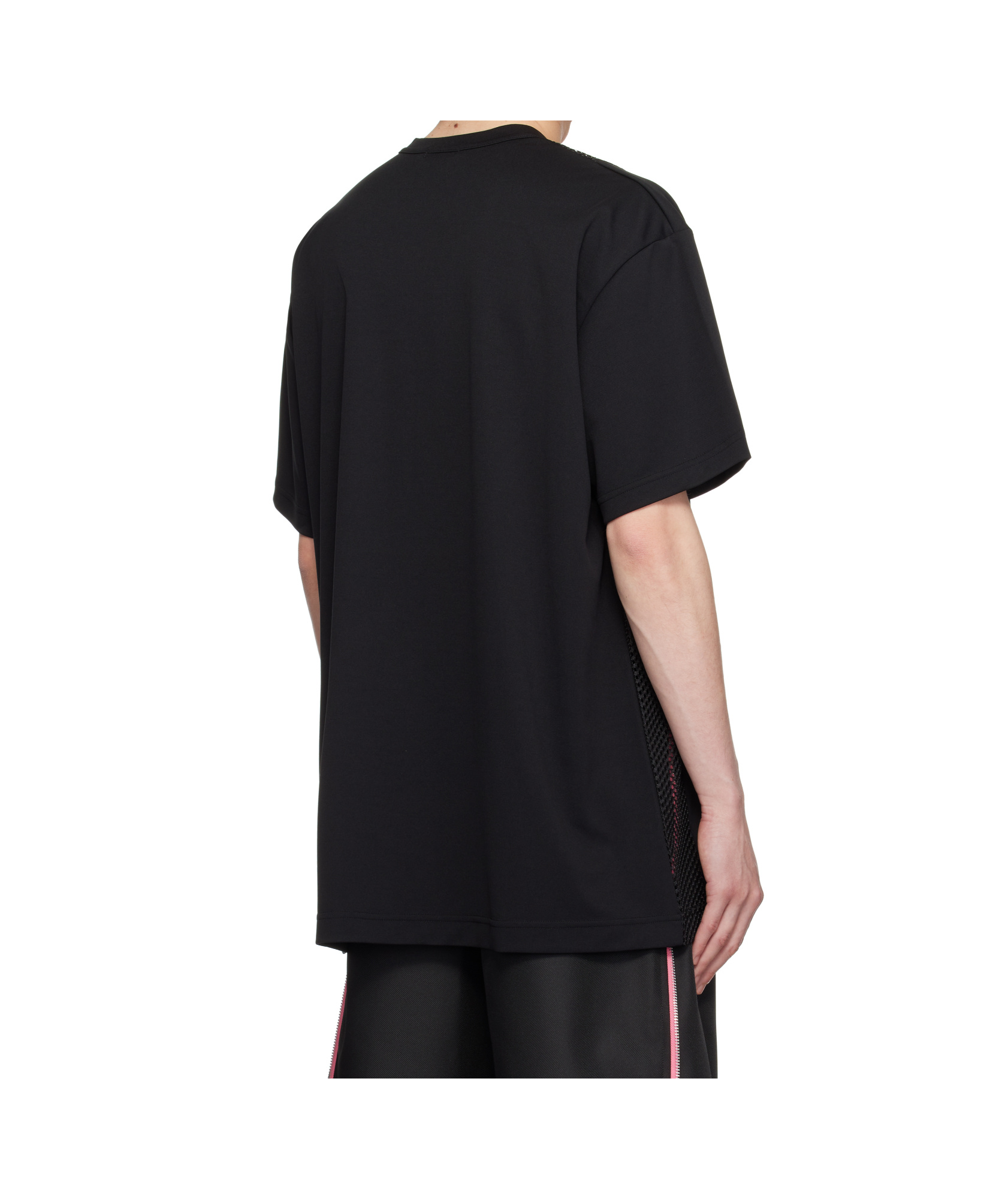Comme Des Garçons Black Polyester Piqué X Mesh T-shirt