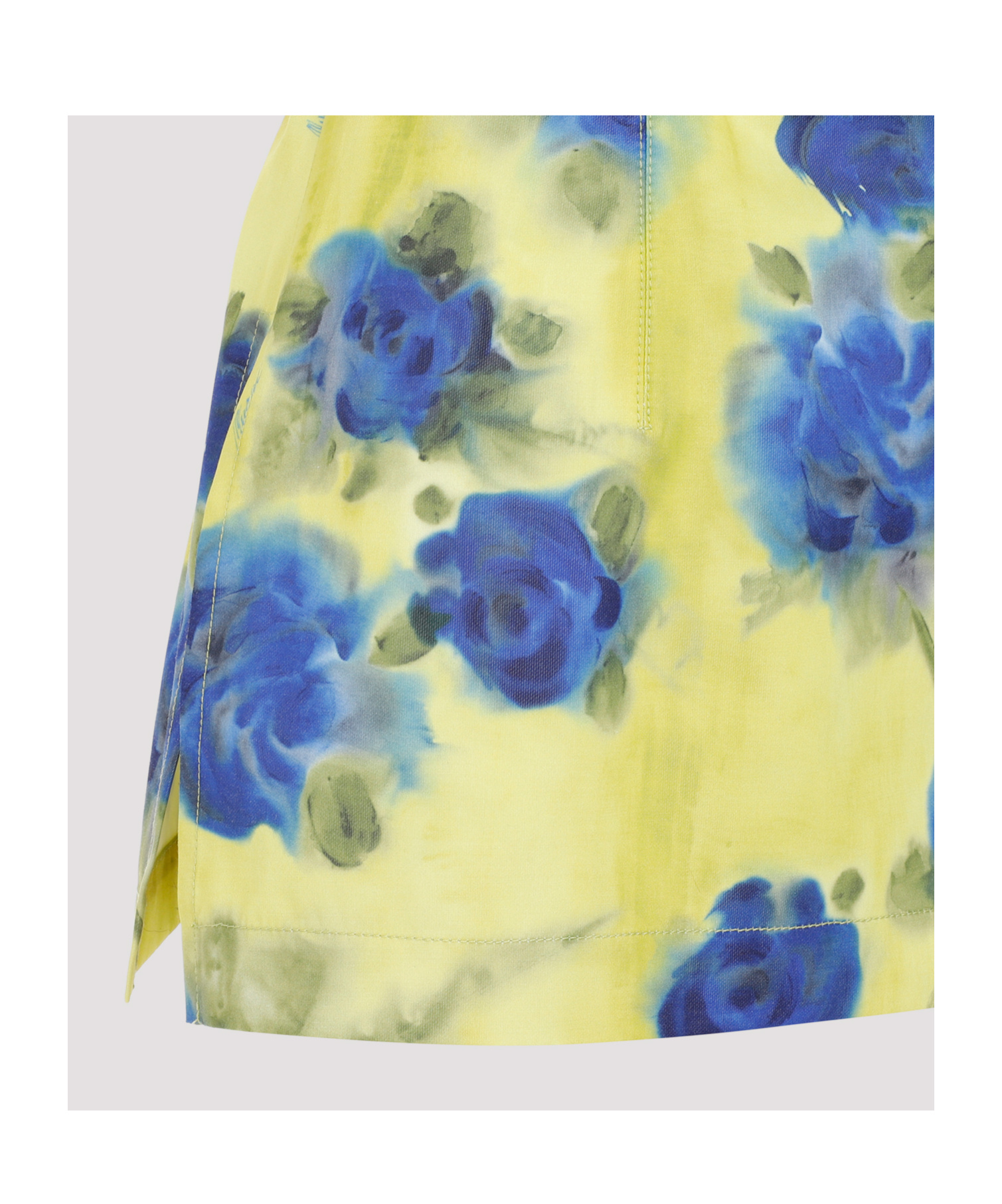 Marni Floral Print Top With Zig-zag Seam Detail In Yellow