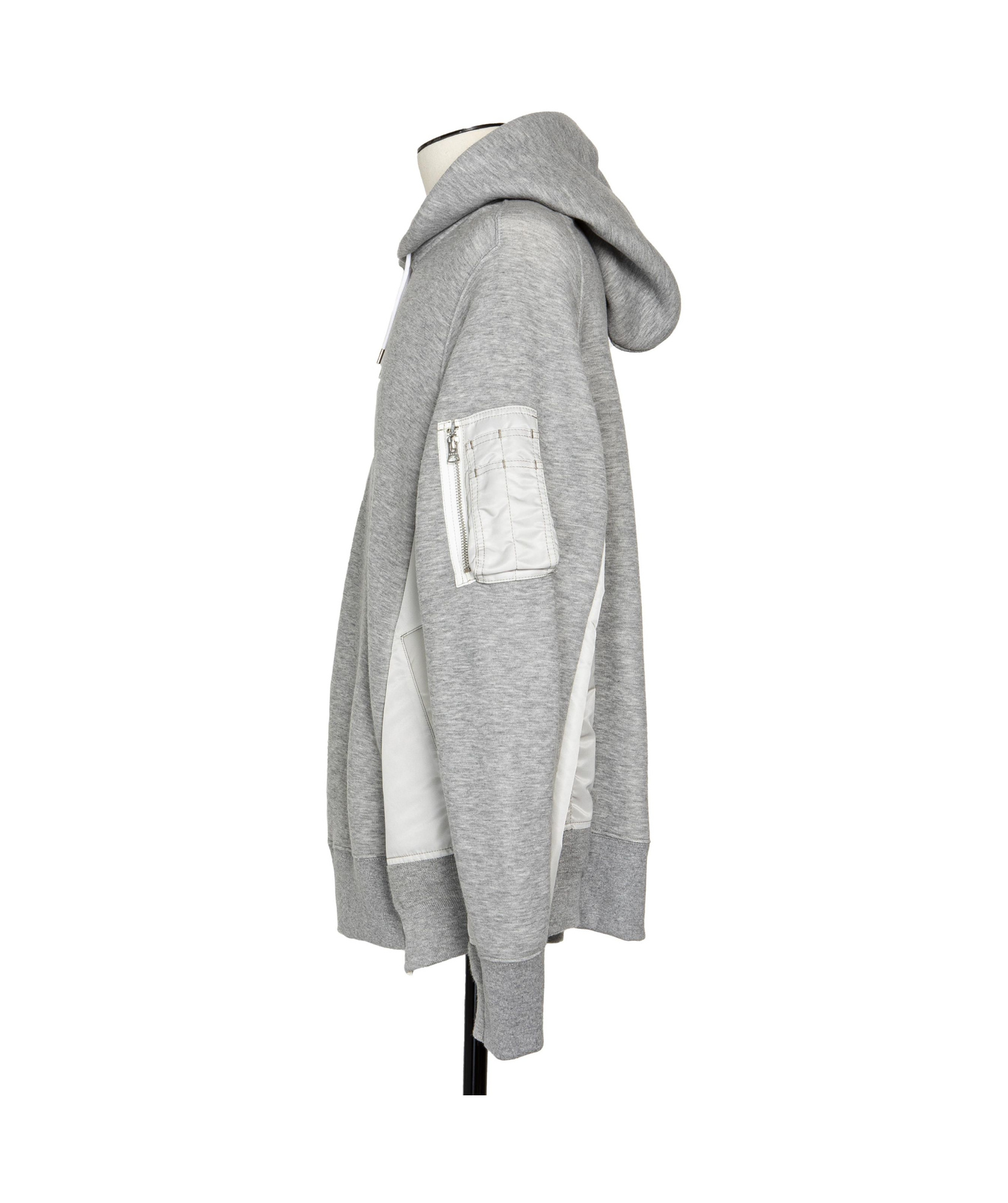 Sacai Panelled Hoodie In Gray